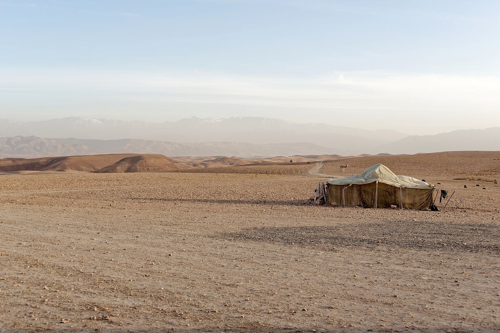 Campement sous tente dans le désert d'Agafay près de Marrakech
